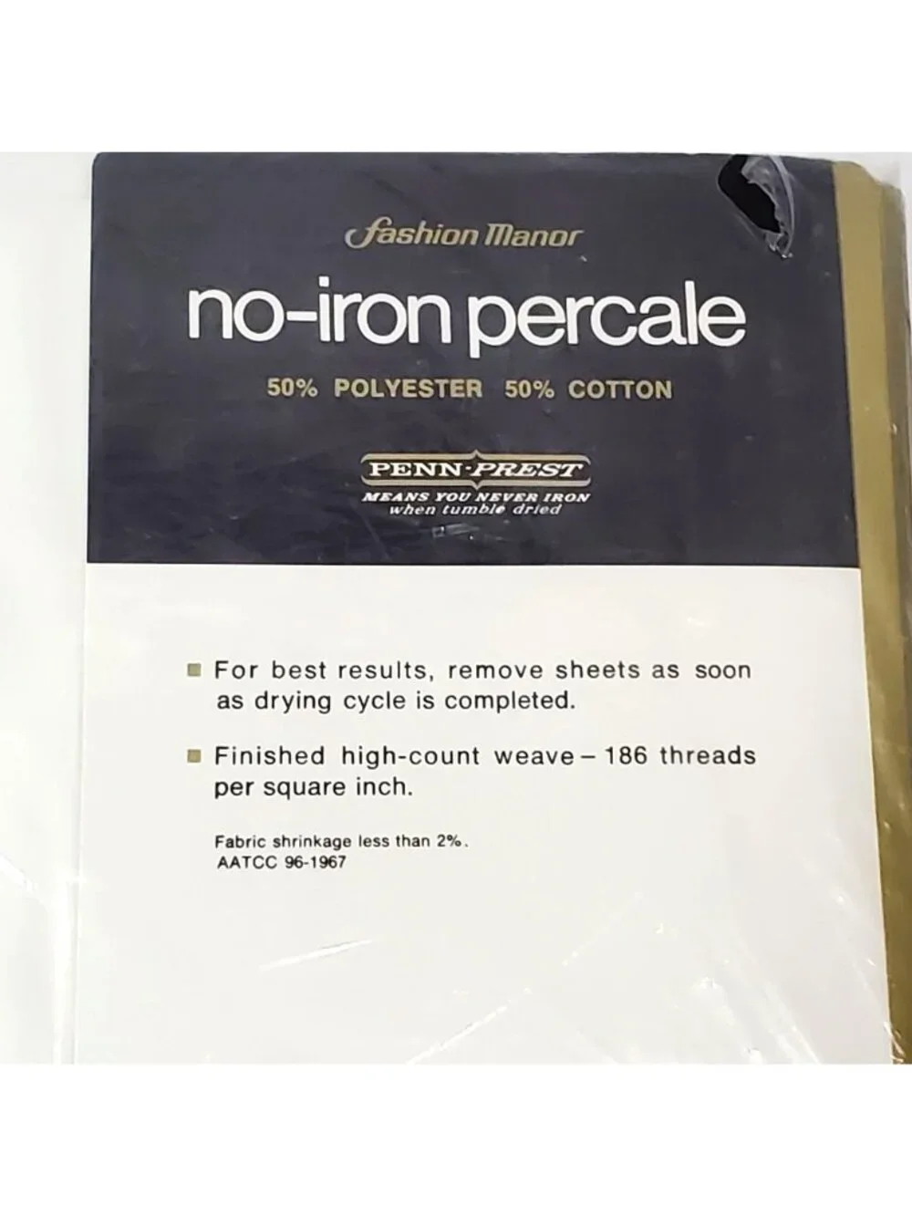 VTG JCPenney Fashion Manor White Percale Flat Sheet Double Bed  No-Iron USA